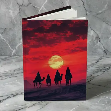 Camel Caravan Silhouette Red Desert Sunset