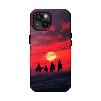 Camel Caravan Silhouette Red Desert Sunset