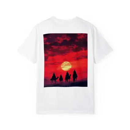 Camel Caravan Silhouette Red Desert Sunset