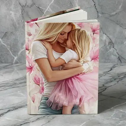 Mother Daughter Hug Pink Magnolia Flowers