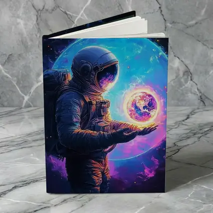 Astronaut Holding Glowing Earth in Space