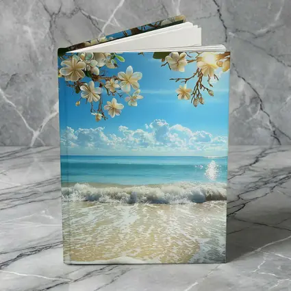 Plumeria Flowers Over Tropical Beach Ocean