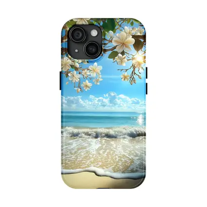 Plumeria Flowers Over Tropical Beach Ocean