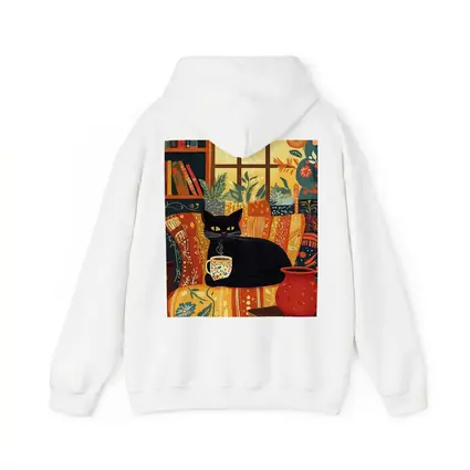 Black Cat Cozy Reading Room Illustration Art