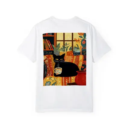 Black Cat Cozy Reading Room Illustration Art