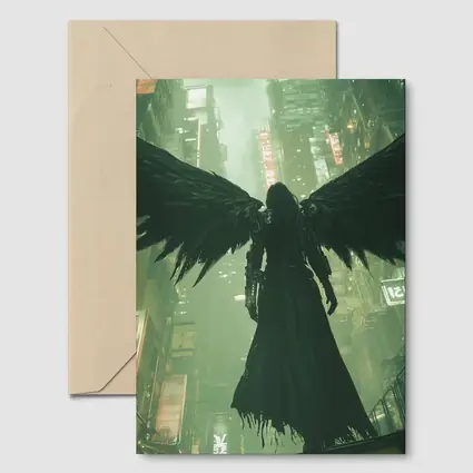 Dark Angel Black Wings Cyberpunk City