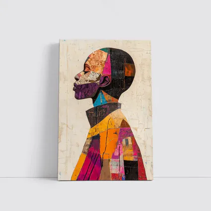 Abstract Collage Portrait Man Side Profile