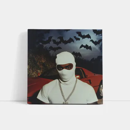 Masked Man Red Ferrari Bats Night