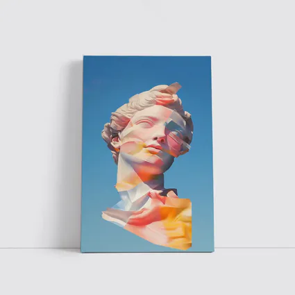 Classical Sculpture Glitch Art Blue Sky
