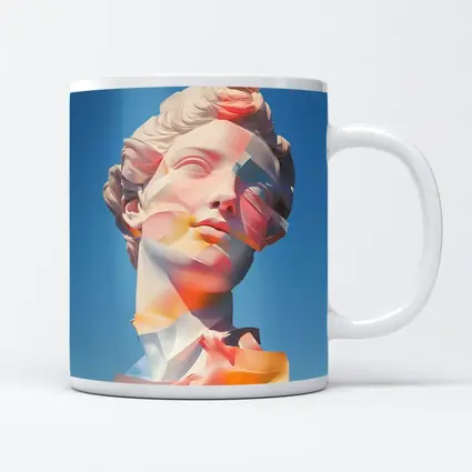 Classical Sculpture Glitch Art Blue Sky