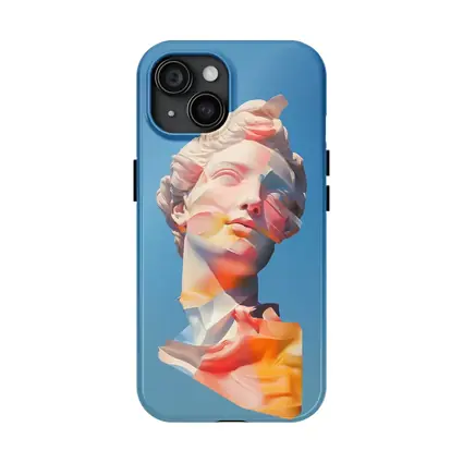 Classical Sculpture Glitch Art Blue Sky
