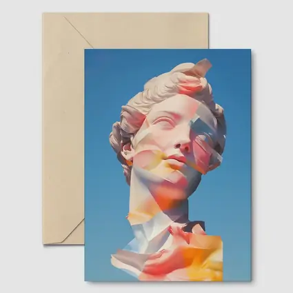 Classical Sculpture Glitch Art Blue Sky