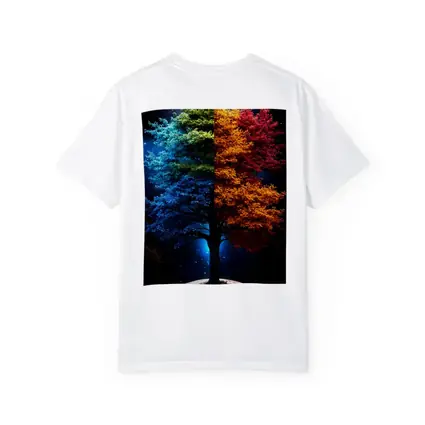 Colorful Tree Split Seasons Starry Night