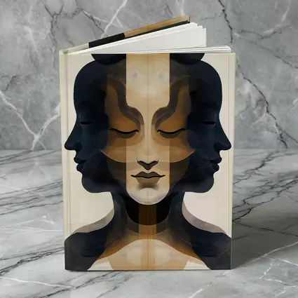 Symmetrical Women Faces Abstract Beige Art