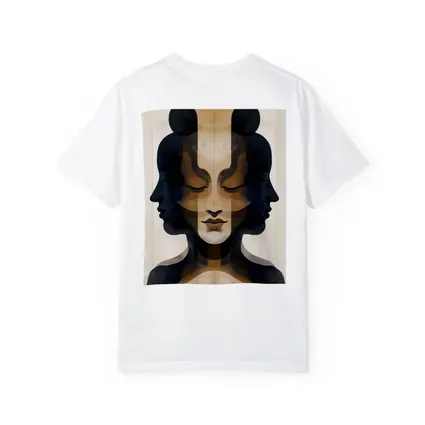 Symmetrical Women Faces Abstract Beige Art