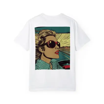Pop Art Woman Driving Convertible Open Road