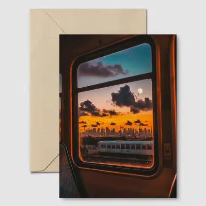City Skyline Sunset View Train Window