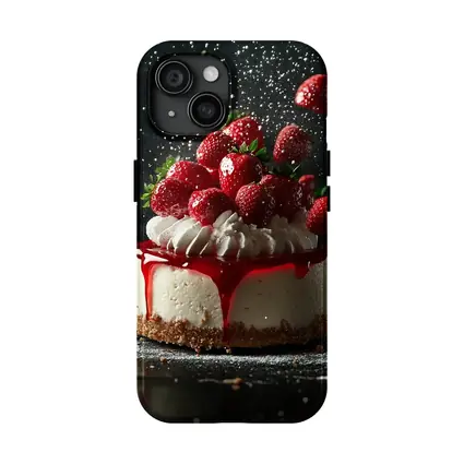 Strawberry Cheesecake Dark Background Food Art