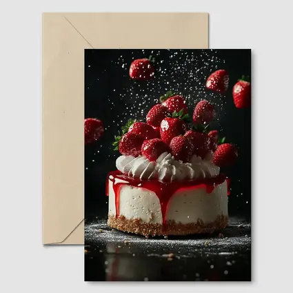 Strawberry Cheesecake Dark Background Food Art