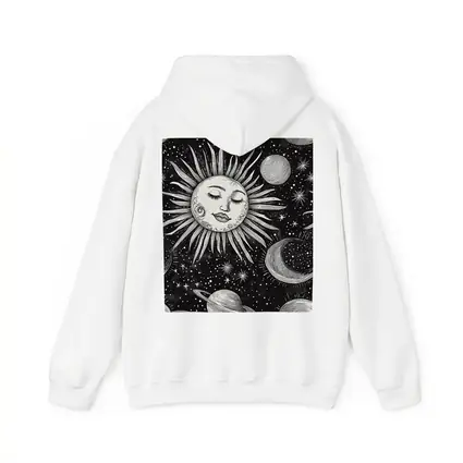 Black White Celestial Sun Face Space Art