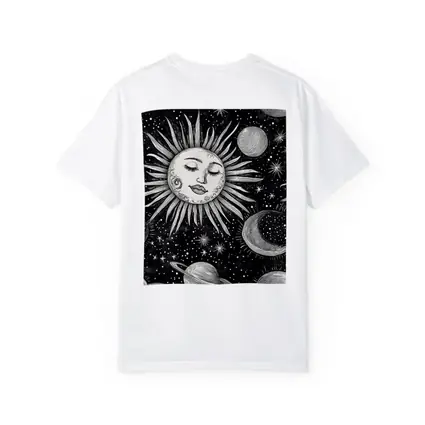 Black White Celestial Sun Face Space Art