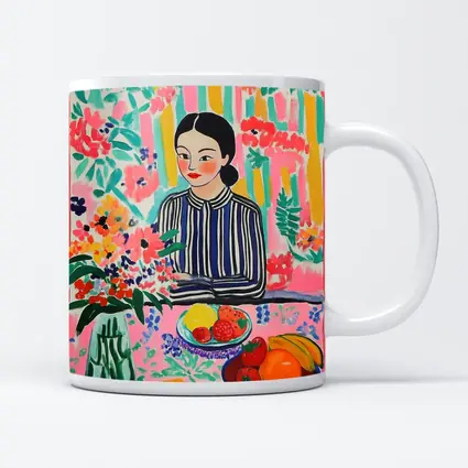 Woman With Fruit Bowl Floral Matisse Style
