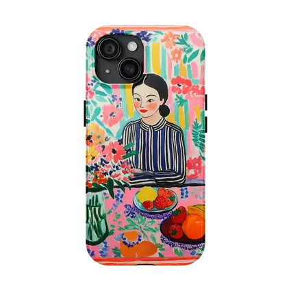 Woman With Fruit Bowl Floral Matisse Style