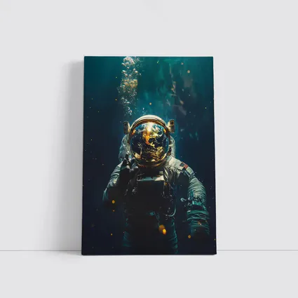 Astronaut Floating Underwater Earth Reflection