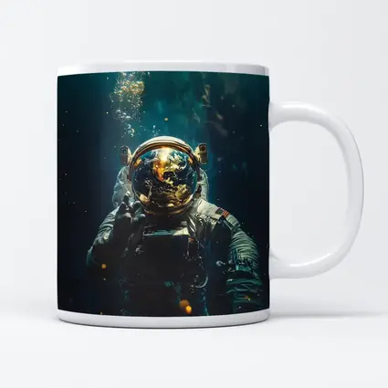 Astronaut Floating Underwater Earth Reflection