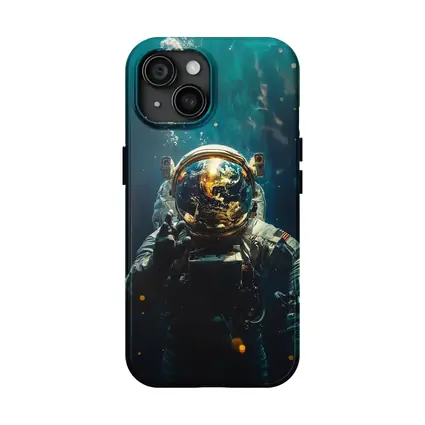 Astronaut Floating Underwater Earth Reflection