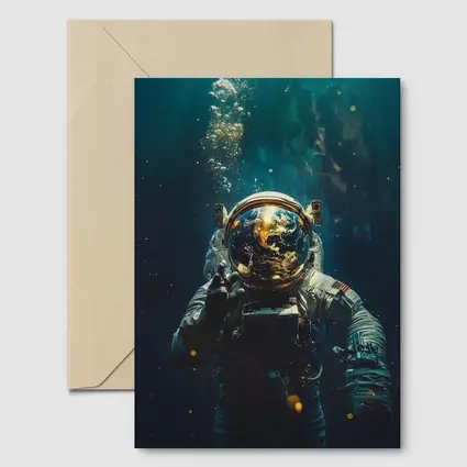 Astronaut Floating Underwater Earth Reflection
