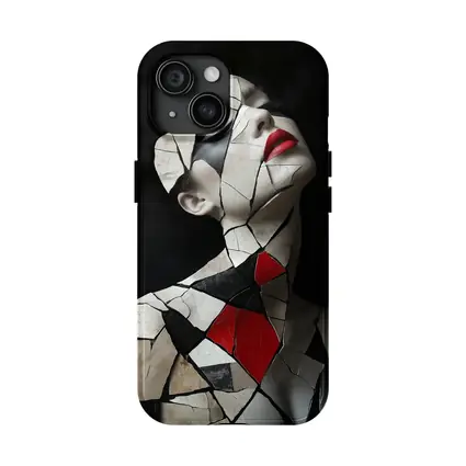 Mosaic Woman Portrait Black White Red