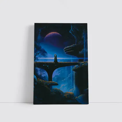 Couple Silhouette Fantasy Blue Alien Landscape
