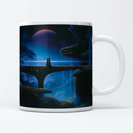 Couple Silhouette Fantasy Blue Alien Landscape