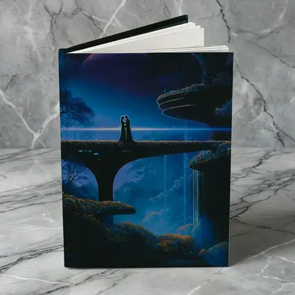Couple Silhouette Fantasy Blue Alien Landscape