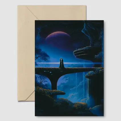 Couple Silhouette Fantasy Blue Alien Landscape