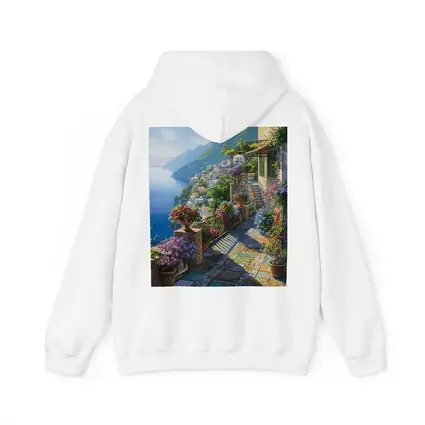 Amalfi Coast Terrace Flowers Mediterranean Painting