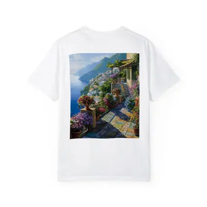 Amalfi Coast Terrace Flowers Mediterranean Painting