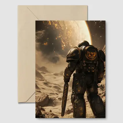 Space Marine Warrior on Alien Planet Surface