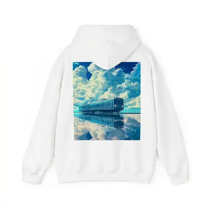 Anime Train Reflecting Dramatic Blue Sky