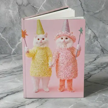 White Cats Wizard Costumes Pink Background