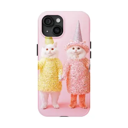 White Cats Wizard Costumes Pink Background