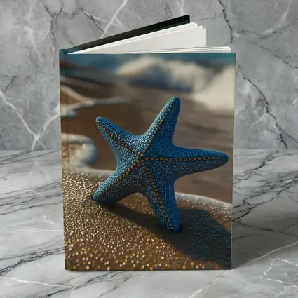 Blue Starfish Resting On Sandy Beach Shore