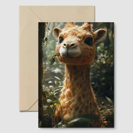 Cute Baby Giraffe In Jungle Forest