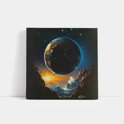 Earth From Space Cosmic Sunrise Fantasy Art