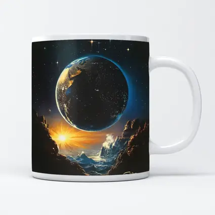 Earth From Space Cosmic Sunrise Fantasy Art