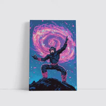 Cosmic Monkey Warrior Galaxy Space Art