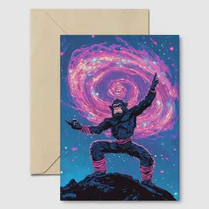 Cosmic Monkey Warrior Galaxy Space Art