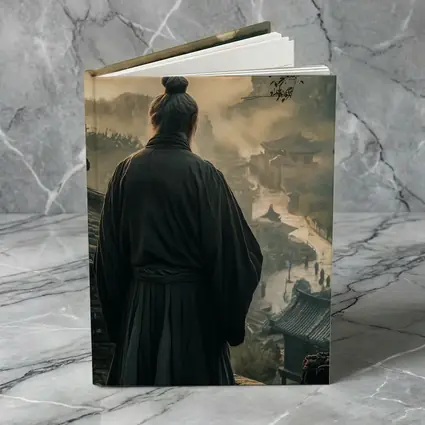 Samurai Elder Overlooking Misty Ancient Village