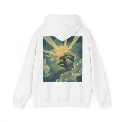 Surreal Face Emerging From Heavenly Clouds